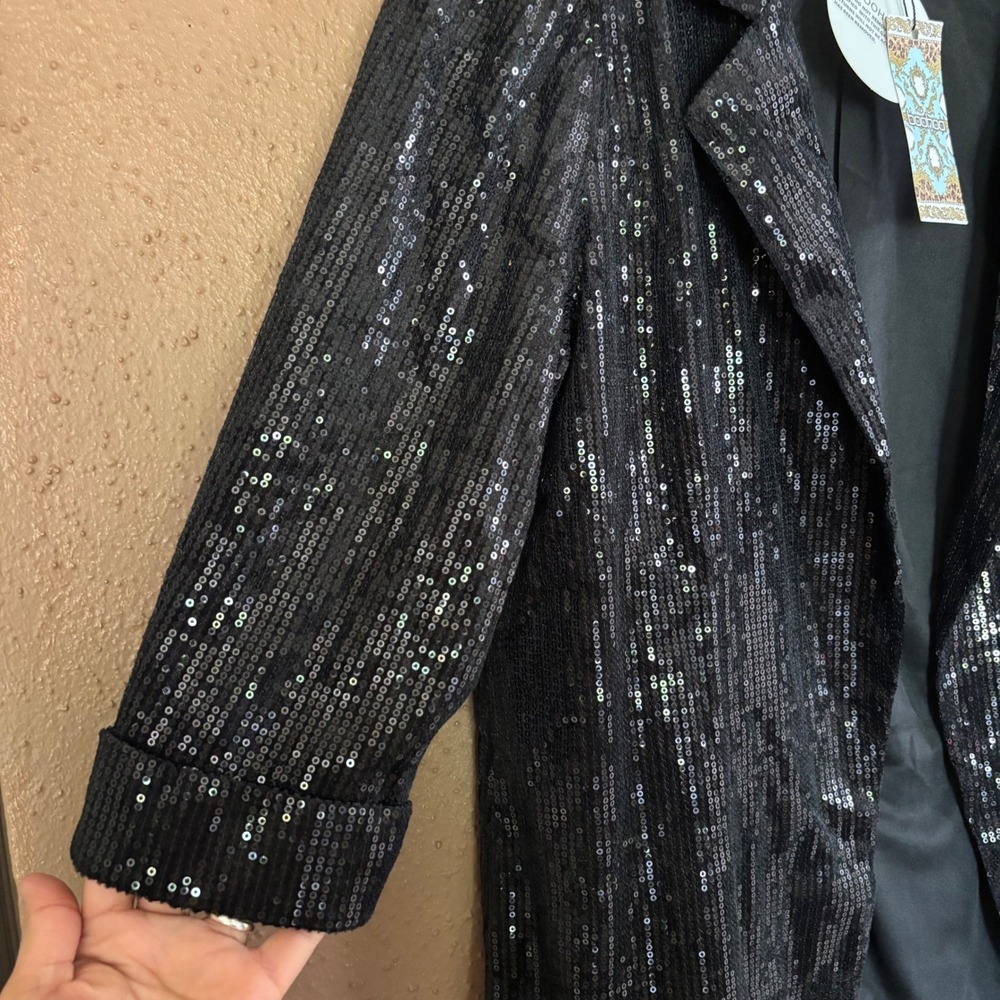 Boohoo Plus Sequin Oversized Blazer Black Size 14 US - Picture 3 of 5